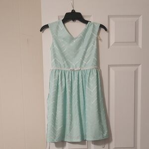 Speechless Light Green Chevron Kids Dress